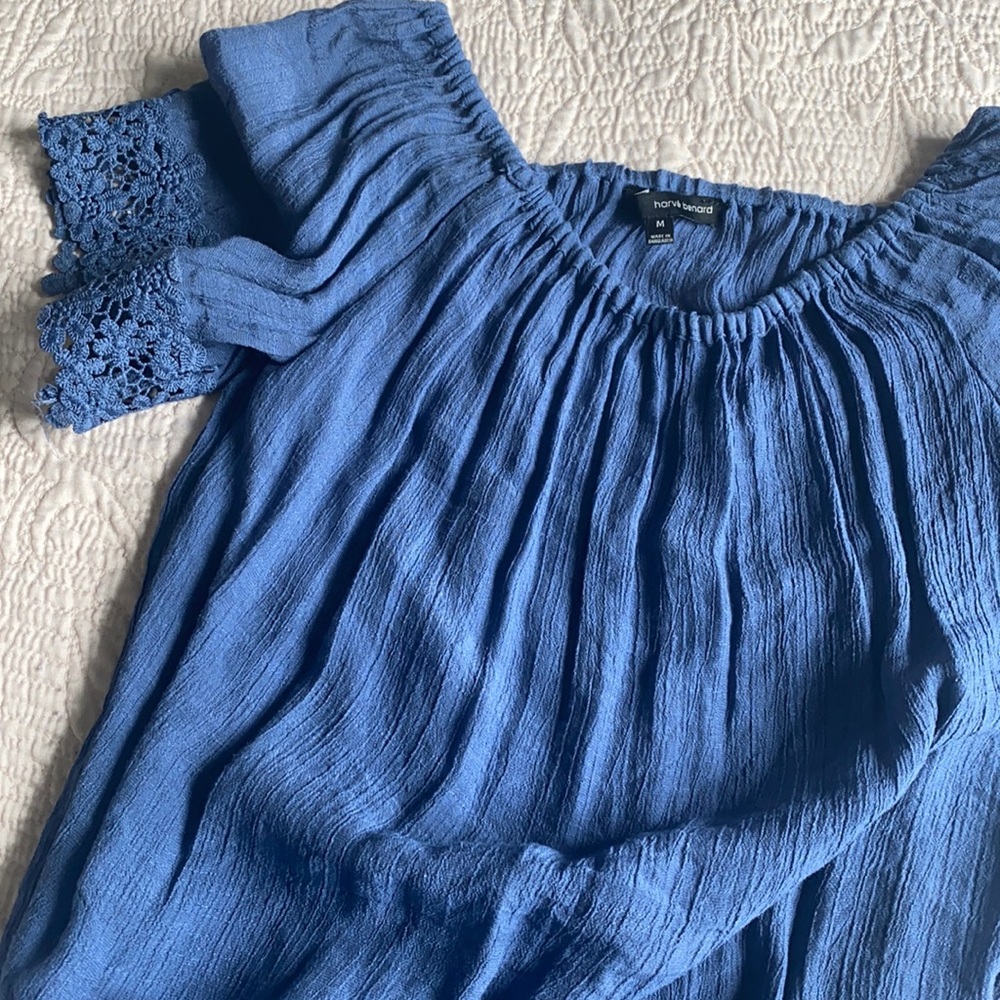 Off the shoulder blue lace top